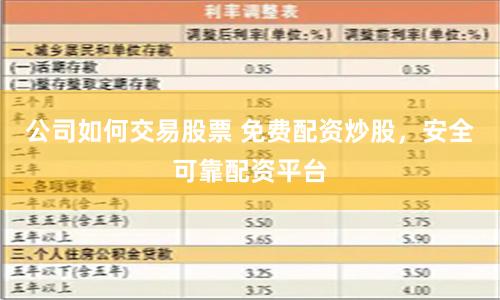 公司如何交易股票 免费配资炒股,安全可靠配资平台